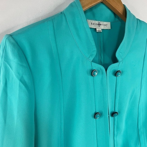 Kate and Rosy torquoise dressy blazer. Gorgeous with pretty buttons. Size Small - Picture 5 of 5